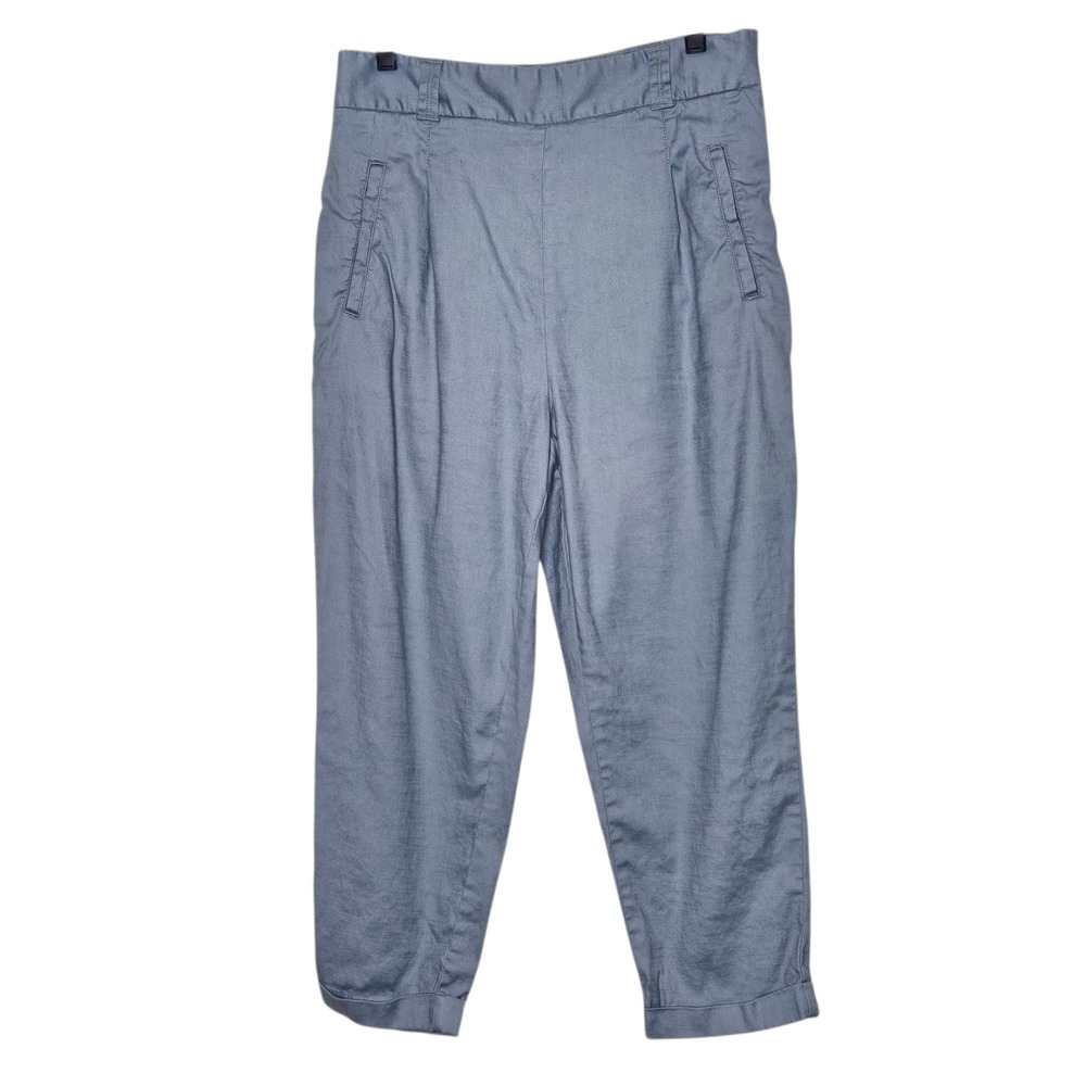 Anthropologie Ett:twa Cropped Pants Women's US 10P Blue Gray High Waist Casual - Picture 1 of 13